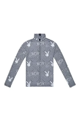 Camiseta de malla «Vortex» con estampado de tablero de ajedrez de Playboy x BOY