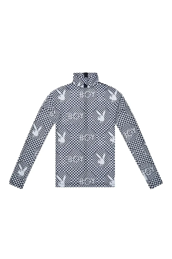Camiseta de malla «Vortex» con estampado de tablero de ajedrez de Playboy x BOY