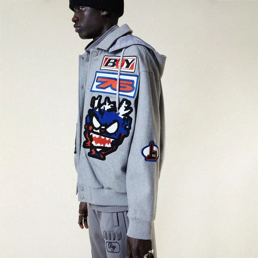 Chaqueta bomber «Moto Sticker» estilo universitario