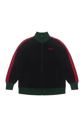 Chaqueta de chándal negra de punto de ganchillo