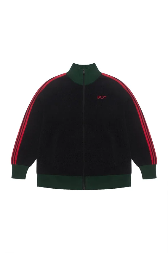 Chaqueta de chándal negra de punto de ganchillo