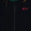 Chaqueta de chándal negra de punto de ganchillo
