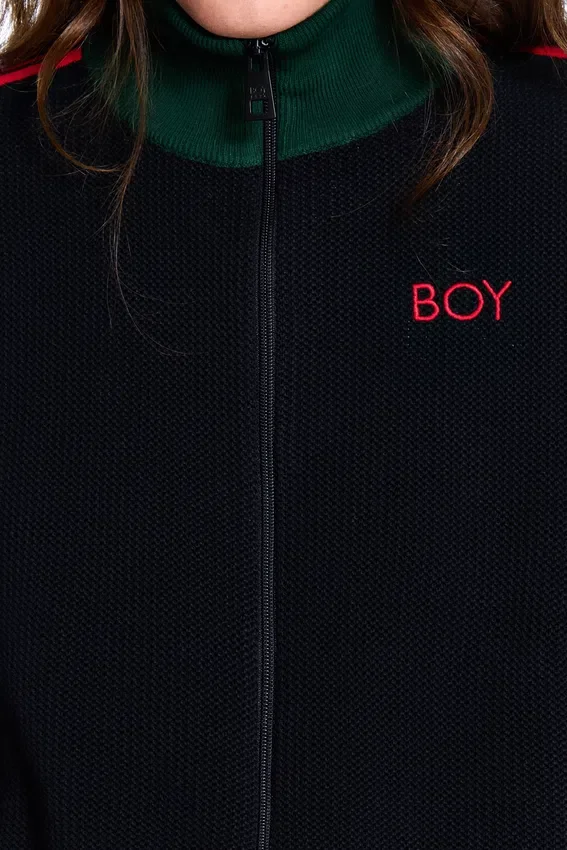 Chaqueta de chándal negra de punto de ganchillo
