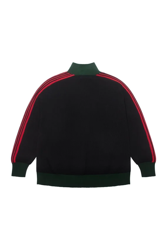 Chaqueta de chándal negra de punto de ganchillo