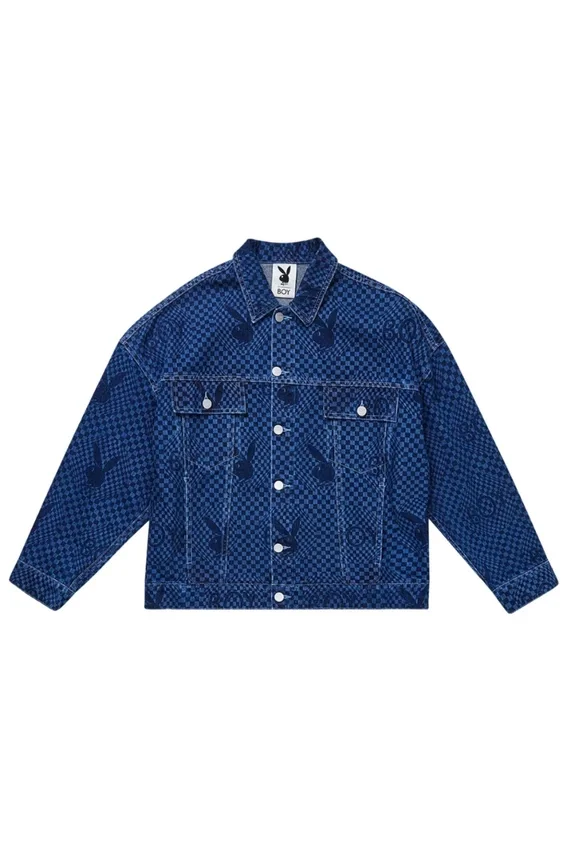 Chaqueta vaquera de tablero de ajedrez Playboy x BOY
