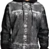 Sudadera con capucha y estampado denim