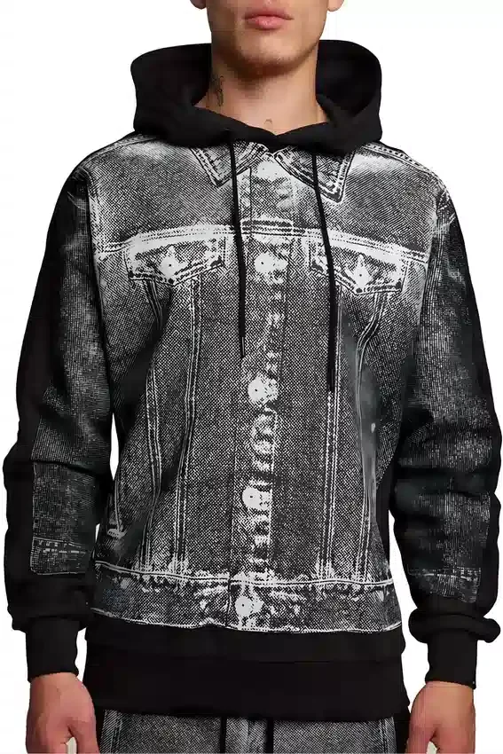Sudadera con capucha y estampado denim