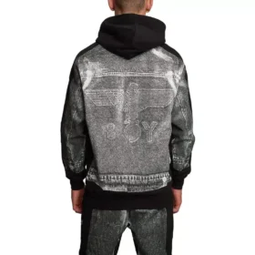 Sudadera con capucha y estampado denim