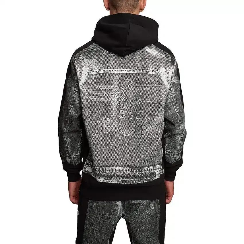 Sudadera con capucha y estampado denim