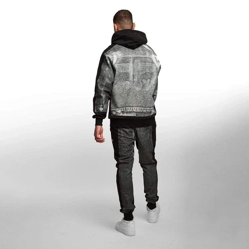 Sudadera con capucha y estampado denim